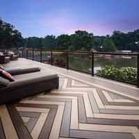 Beautiful outdoor space featuring durable wood composite decking. Beautiful outdoor space featuring durable wood composite decking.
