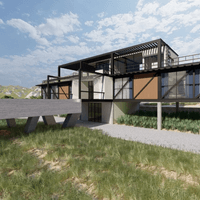 casa modular prefabricada moderna integrada al entorno natural. casa modular prefabricada moderna integrada al entorno natural.