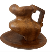 Monoxyle jug and its bowl, brutalist style, France, 1950's Monoxyle jug and its bowl, brutalist style, France, 1950's