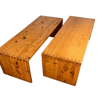 pair of pinewood benches / coffee tables. France circa 1970  pair of pinewood benches / coffee tables. France circa 1970