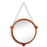 Rounf walnut mirror. Italy 1950. Rounf walnut mirror. Italy 1950.