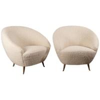 Pair of Curved Lounge Chairs attributed to Federico Munari, Italy, 1950s Pair of Curved Lounge Chairs attributed to Federico Munari, Italy, 1950s