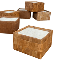 Set of 6 square patchwork leather tables, circa 1975 De Sede, Switzerland Set of 6 square patchwork leather tables, circa 1975 De Sede, Switzerland
