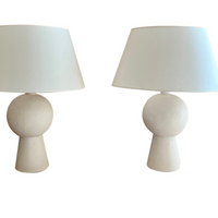 Pair of stuccoed plaster table lamps . model " Orbis"  Pair of stuccoed plaster table lamps . model " Orbis"