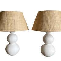 Pair of Plaster Lamps with Raffia Shades Pair of Plaster Lamps with Raffia Shades