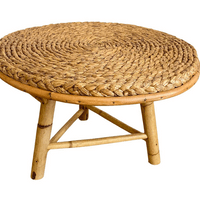 Rattan and braided rush coffee table in the taste of Audoux-Minet, 1950's Rattan and braided rush coffee table in the taste of Audoux-Minet, 1950's
