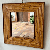 SOLD Large square bamboo mirror. Circa 1960. SOLD Large square bamboo mirror. Circa 1960.