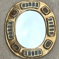 " Mérida" gilt ceramic and crystallized glass mirror, Mithé Esplelt, circa 1955. " Mérida" gilt ceramic and crystallized glass mirror, Mithé Esplelt, circa 1955.