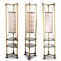 Set of 3 bamboo floor lamps by Ronald-Cecil Sportes, France 1990's Set of 3 bamboo floor lamps by Ronald-Cecil Sportes, France 1990's