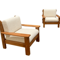 Pair of elm lounge chairs, France, 1950’s Pair of elm lounge chairs, France, 1950’s