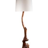 Large olive wood floor lamp, France 1970's Large olive wood floor lamp, France 1970's
