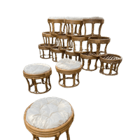 Large serie of rattan stools, 1970's   Large serie of rattan stools, 1970's