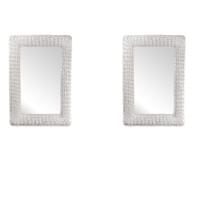 Pair of Large White Painted Rattan Mirrors Pair of Large White Painted Rattan Mirrors