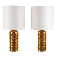 Pair of Gilded Ceramic Lamps by Bitossi Pair of Gilded Ceramic Lamps by Bitossi