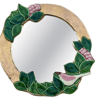 Mithé Espelt ceramic mirror with bird, grapes and foliage. circa 1970. Mithé Espelt ceramic mirror with bird, grapes and foliage. circa 1970.