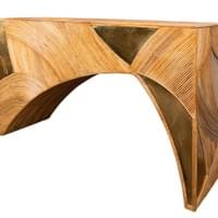 Rattan and brass console by Vivai del sud, Italy, 1970' Rattan and brass console by Vivai del sud, Italy, 1970'
