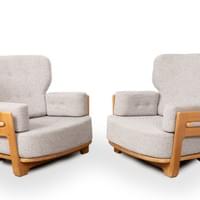 Pair of "Dominique" Lounge Chairs by Guillerme et Chambron, Votre Maison Pair of "Dominique" Lounge Chairs by Guillerme et Chambron, Votre Maison