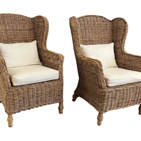 Pair of rattan lounge chairs, France, 1970  Pair of rattan lounge chairs, France, 1970