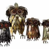 Set of Four Metal Brutalist Owls Set of Four Metal Brutalist Owls