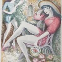 "Jeune fille au panier" Original lithograph signed and numbered. Limited edition $650. "Jeune fille au panier" Original lithograph signed and numbered. Limited edition $650.