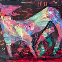 Colorful abstract dog. Original lithograph signed and numbered. Limited edition.$300. Colorful abstract dog. Original lithograph signed and numbered. Limited edition.$300.