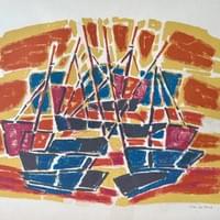 Sailboats "Ohne Titel" Original lithograph signed and numbered. Limited edition $650. Sailboats "Ohne Titel" Original lithograph signed and numbered. Limited edition $650.