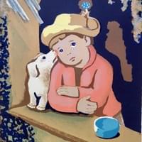 "Boy and puppy" Original lithograph signed and numbered. Limited edition $275. "Boy and puppy" Original lithograph signed and numbered. Limited edition $275.