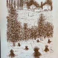 Farm Scene. Original litograph signed and numbered. Limited edition $395. Farm Scene. Original litograph signed and numbered. Limited edition $395.