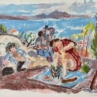 "Pigue nique" Original lithograph signed and numbered. Limited edition $600. "Pigue nique" Original lithograph signed and numbered. Limited edition $600.