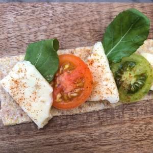 Z Crackers with basil, tomato, and cheese