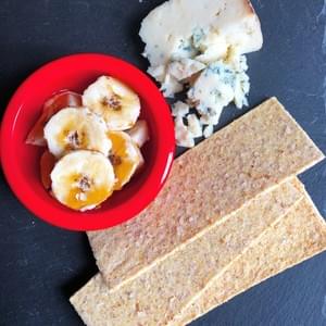 Z Crackers with banana, honey, and bleu cheese