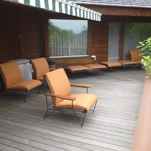 耐水性生地使用「In/Out チェア」Terrace Chair & Ottoman Water-resistant fabric Iron&Wood 耐水性生地使用「In/Out チェア」Terrace Chair & Ottoman Water-resistant fabric Iron&Wood