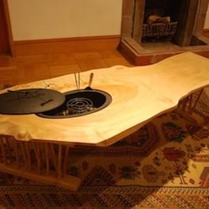 「一枚板・耳付き 火鉢テーブル とんぼ」Japanese Modern Hibachi Table 「一枚板・耳付き 火鉢テーブル とんぼ」Japanese Modern Hibachi Table
