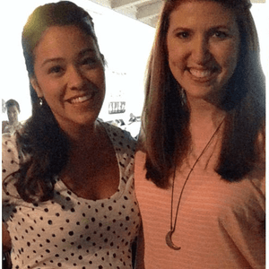 With Gina Rodriguez while taping "Jane the Virgin"