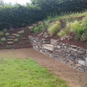Dry stone wall and new planting