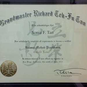 Dr. Sonia F. Tan, DAOM, RAc, RTCMP - Gold level certification from Dr. Richard Tehfu Tan, OMD, LAc