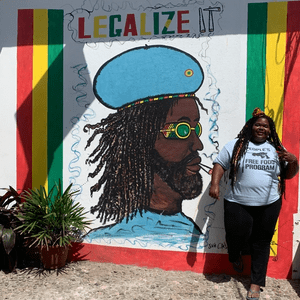In Saint Elizabeth, Jamaica wit a mural advocating for the legalization of cannabis. Nov. 2021.