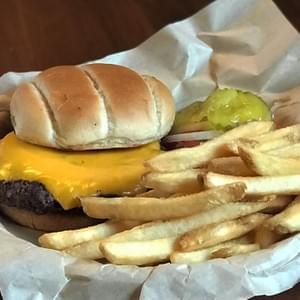 Burger and fries at theBarn