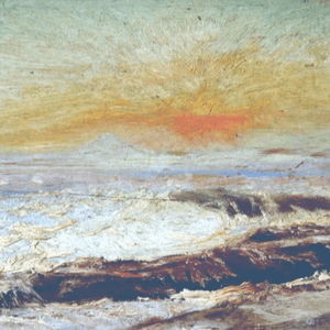 花仙人(加藤長一)作の油彩画。海を描いた作品。oil painting by Hanasennin (Nagakazu Kato),