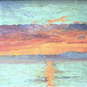 花仙人(加藤長一)作の油彩画。海を描いた作品。oil painting by Hanasennin (Nagakazu Kato),