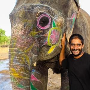 "I am an elephant carer for 25 years. I know how to domesticate elephants which are not able to live in the jungle. It costs me 4 000 roupies per day to feed each elephant, I really put my stomach on it. My papa was a cop and when i was a little boy i came to Rajasthan for education. During this time i met a young boy like me and we became friends. His family has some elephants, and I visited his home for one day, two days, later 1 month, 2 months, 3 months, 4, 5, and so on… and i spent some very good time there with the elephants. they were free and i have learnt a lot about myself when i was with them. Elephants have been enslaved during the past 1000 years, maybe more, but they are like my babies. Her name is Sarah, she is free, she doesn’t need  to be chained anymore, and i treat her as my baby for 25 years."