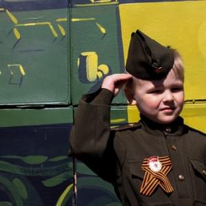 « "My soon. It’s a great day for me, memory of sacrifices, of our grandparents which participates in the war for us, they gave us the possibility to be alive today and made free the Europe, it’s not only about Russia. My grand father participate in this war and he lost one eye, which is few things in comparison with some others, but he continues to fight, he refused to leave. He used to say to people who asked of him how he could continue the war with only one eye, that with only one eye, he doesn’t need to close the other one so he could shoot enemies faster."