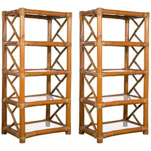 Pair of Bamboo Etageres Pair of Bamboo Etageres