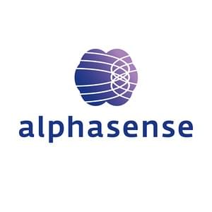 Alphasense logo and symbol, a brain with brain waves.
