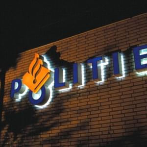 Outdoors sign logo Dutch national police force.1992.