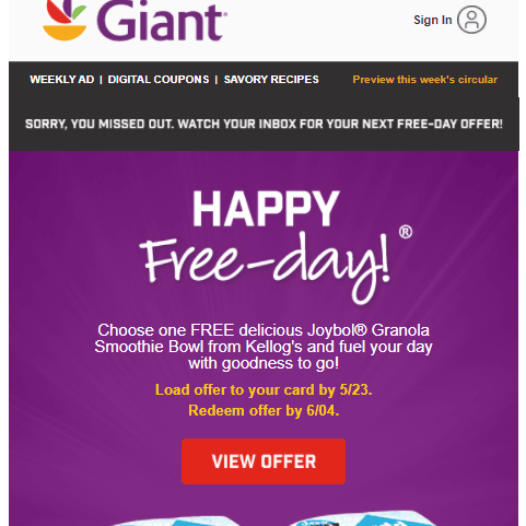 Weekly loyalty offer