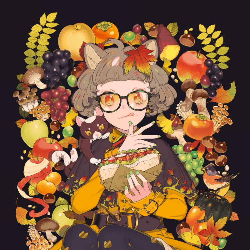 カレンダー用イラスト「11月:食欲の秋」 カレンダー用イラスト「11月:食欲の秋」