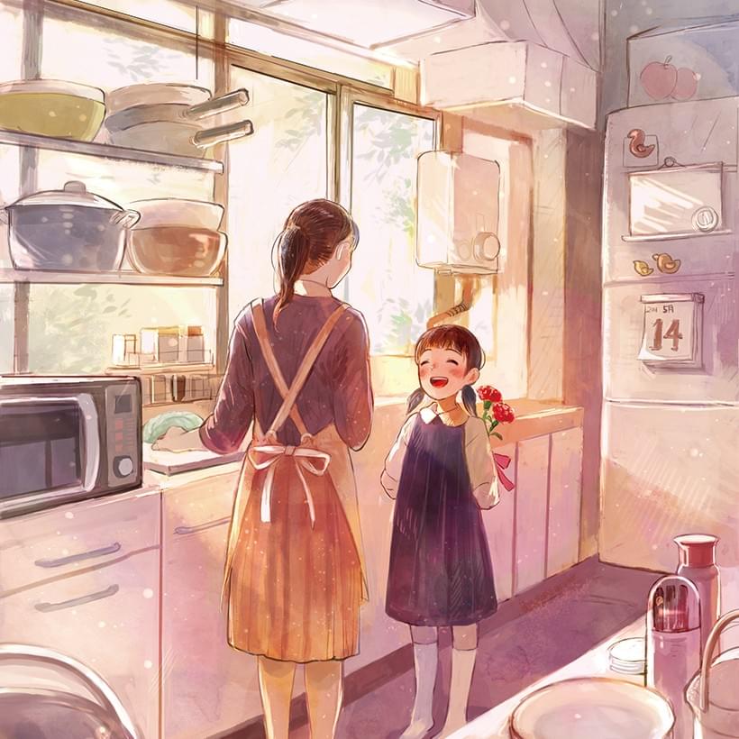 カレンダー用イラスト「5月:母の日」 カレンダー用イラスト「5月:母の日」