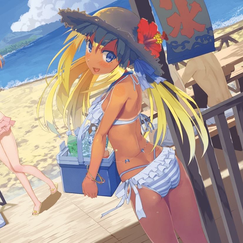 カレンダー用イラスト「7月:海水浴」 カレンダー用イラスト「7月:海水浴」