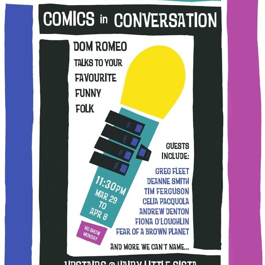 Stand-Up Sit-Down – Comics in Conversation  (production, presenter, design)) Stand-Up Sit-Down – Comics in Conversation  (production, presenter, design))